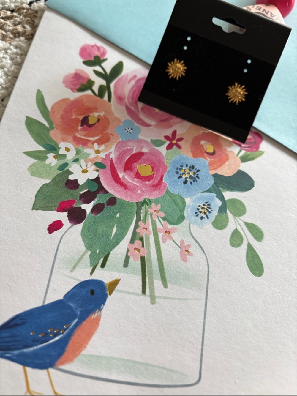 Gold Sun Stud Earrings